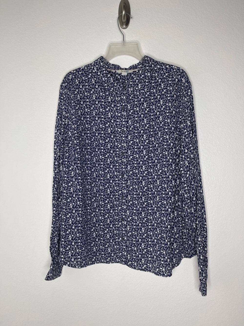 Boden Navy White Polka Dot Peter Pan Collar Button Up Shirt US Size 16